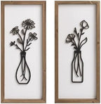pechpell 3D Wooden Flower Bathroom Wall Art Framed Set of 2 by pechpell