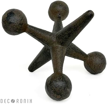 Vintage Cast Iron Jack Sculpture Set of 2 - Industrial Retro Office Decor Statues - Masculine Shelf Accents - Rustic Table Art Sculptures & Eccentric Home Figurines - Image 2