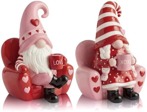 Wesiti 2 Pcs Valentine Gnome Figurines, 4.33 Inch Resin Decor for Tabletop by Wesiti