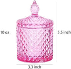 Sizikato Diamond Faceted Glass Candy Jar with Lid, 10oz Pink Decorative Jar, Nut Jar, Dried Fruit Storage Jar. - Image 2