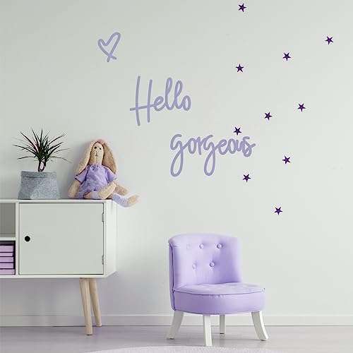 Blulu Hello Gorgeous Sign Wall Decor Wooden Words Minimalist Art, Purple - Image 3
