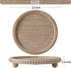 Beige Round Wooden Tray for Decor, Decorative Coffee Table Tray - Image 6