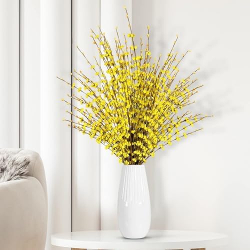 OUKEYI 8 Pcs 29.5“ Long Artificial Jasmine Flowers Tall Fake Flower Bouquet Faux Jasmine Plants Dry Branches for Wedding Home Party Office Party DIY Decor (Yellow), OUKEYI-100882 - Image 5