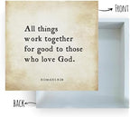 Inspirational Bible Verse All Things Work Together Wooden Box Sign Romans 8:28 Scripture Desk Decor Rustic Scripture Wood Block Plaque Box Sign for Home Office Shelf Table Decoration - Image 2