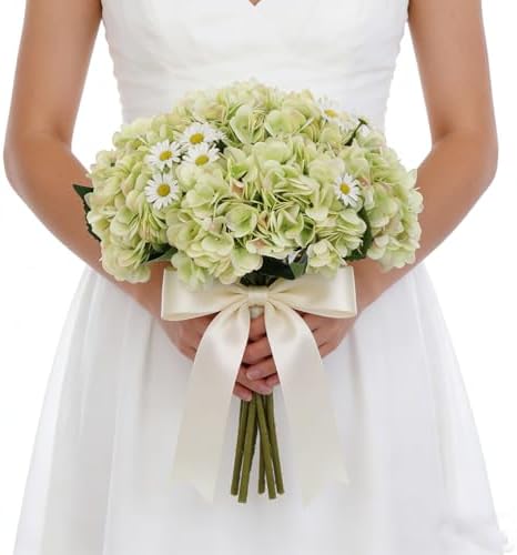 Kimura's Cabin 6pcs Hydrangea Artificial Flowers Fake Hydrangeas,Lime Green - Image 6