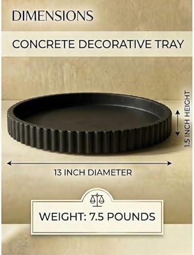 13-Inch Round Coffee Table Tray - Concrete bandejas decorativas Round White Decorative Tray for Coffee Table Decor - Table Centerpieces Kitchen Island Trays Decorative Trays - Dining Room Tray Black - Image 2
