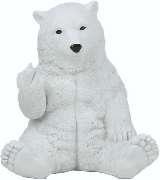 JFSM INC. Polar Bear Raising Middle Finger Figurine Funny Hilarious Decor - Bear Lover Gifts, Cabin Themed Decor, by JFSM+INC.