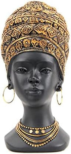 Smadeer African Statue for Home Decor, Women Bust Figurine Antique Gold by Smadeer