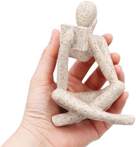 Jinkoozz Gold Reading Women Statue, Thinker Sculptures, Abstract Art Ornament, Modern Aesthetic Figurine Decoration, Suitable for Home Living Room Bedroom Office Shelf Table Desk Bookshelf Decor - Image 3