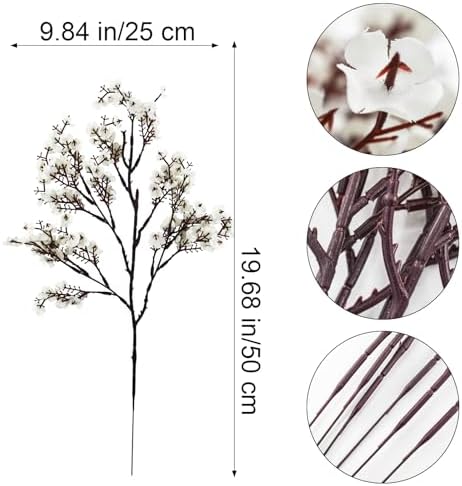 Babys Breath Artificial Flowers 6Pcs Fake Flowers Real Touch Faux Gypsophila Bouquet for Home Wedding Party Table Decor (White) - Image 2