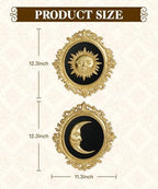 Putuo Decor Baroque Sun Moon Wall Decor Set, 2-Piece 3D Ovals Gold Resin Relief on Black Backing, Vintage Celestial Accent Wall Hanging Art for Living Room Bedroom Entryway Gallery - Image 2
