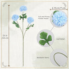 8PCS Blue 24 Head 3" Large Chrysanthemum Artificial Flower Balls Stems - Image 4