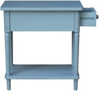 IC INTERNATIONAL CONCEPTS Solid Wood Narrow Side Table in Ocean Blue Antique - Image 7