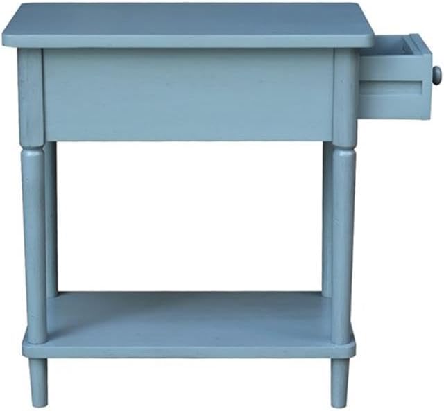 IC INTERNATIONAL CONCEPTS Solid Wood Narrow Side Table in Ocean Blue Antique - Image 7