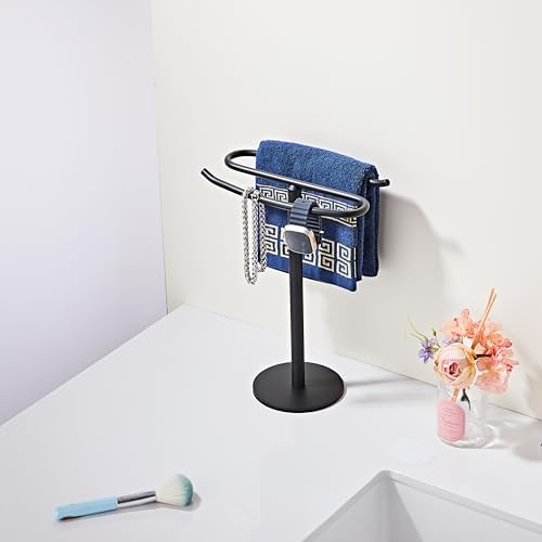 Matte Black Hand Towel Holder Stand,13 Inch Tall Free-Standing Towel Rack, SUS304 Stainless Steel Towel Bar Rack Stand, Tower Bar for Bathroom Kitchen Vanity Countertop… - Image 5