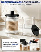 Glass Qtip Holder Dispenser - 4 Pack, Bathroom Decor and Organizer - Image 2