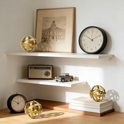 Kesywale 3.3 Inch Decorative Spheres Set of 3, Metal Band Decorative Balls Orbs Metal Spheres Home Decor Accents Dining Table Centerpieces for Living Room Bedroom Kitchen Office Coffee Table (Gold) - Image 5