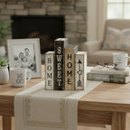 Lineshading 4 Pcs Farmhouse Table Decor Wooden Books Home Sweet Home Sign - Image 6