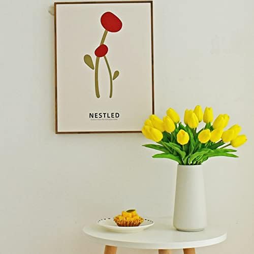 ONLY ART Artificial Yellow Tulips 20 Pcs – 13.5 Inch PU Faux Flowers with Bendable Stems for Home Décor, Wedding Centerpieces, DIY Floral Arrangements, New Year and Valentine's Day - Image 4