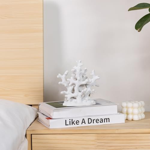 7.1" H White Coral Decor, Resin Statue, Nautical Decorations for Home, Bedroom, Bathroom, Living Room, Beach/Coastal/Ocean Themed Cabinet Shelf Tabletop Decor - Image 4