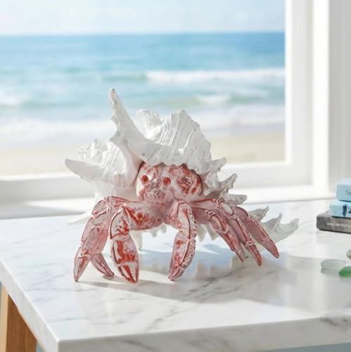 VVGIFTS Hermit Crab with Shell Beach Coastal Statue for Home Shelf Decor - Image 4