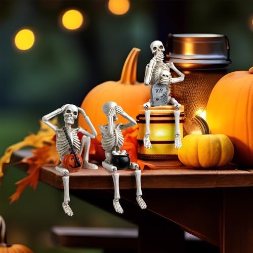 Halloween Skeleton Statue Set of 3, See Speak Hear No Evil Figurines - Image 2