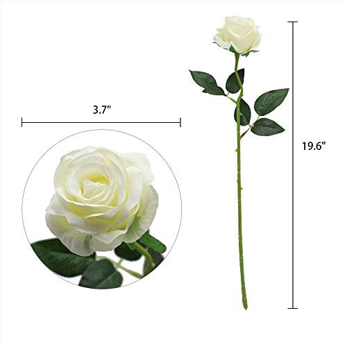 Nubry Artificial Silk Rose Flower Bouquet Lifelike White Fake Rose for Wedding Home Party Decoration Event Gift 10pcs (Off White) - Image 5