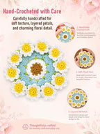 Crochet Flower Bouquet Coasters, Cotton Daisy Gift for Home Decor 4Pcs - Image 4