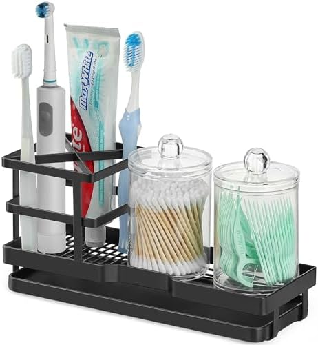 Toothbrush Holders for Bathrooms, Cotton Swabs & Cups Dispenser Set by MYITYARD