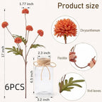 3PCS Mums Artificial Flowers with Vase - Small Silk Fake Flowers Suitable for Vase Bedroom Dining Room Living Rooms Decor Home Table Decor - Image 2