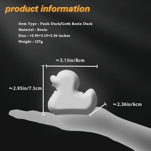 edenfuax Punk Duck Goth Resin Duck - Garage Kits,Unique Gothic Gifts & Collectibles,Vinyl Rubber Novelty Ornament Dark Satanic Duck Figurine for Desktop Home Halloween Decor (Satan Duck) - Image 6