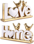 Love Sign Decor,Gold Room Decor Aesthetic, Knick Knack Shelf,Bird Decor, Boho Bookshelf,Abstract Statue,for Living Room,Bedroom, Contemporary Tv Stand Set of 2 (2, Gold White) by PlivBloom