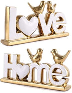 Love Sign Decor,Gold Room Decor Aesthetic, Knick Knack Shelf,Bird Decor, Boho Bookshelf,Abstract Statue,for Living Room,Bedroom, Contemporary Tv Stand Set of 2 (2, Gold White) by PlivBloom