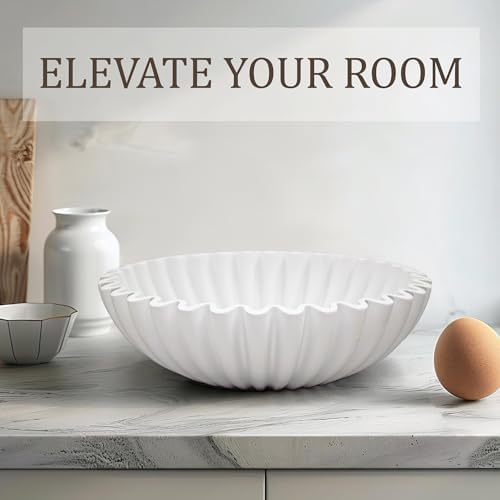LIN CHUAN Ruffle Decorative Bowl, Large Fruit Bowl, White - Image 6
