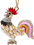 Chicken Ornaments for Christmas Tree, Rooster Ornament, Metal Rooster with Rhinestone Decor - Funny Chicken Gifts for Women, Chickens Lady Themed Chicken Lovers Owner Gifts by YXOTJHS