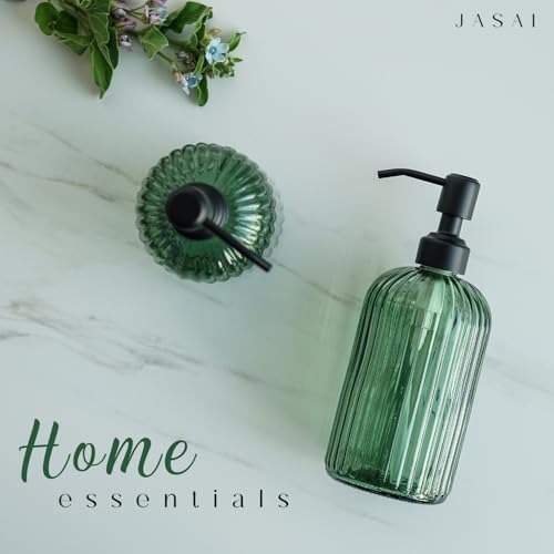 JASAI 18Oz Green Glass Soap Dispenser with Black Rust Proof Pump - Image 5