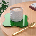 Acrylic Coaster Decorative Plates, Dark Green Bar Drink Coaster, Clear Cloud Shape Coffee Cup Coaster, Perfect for Tabletop Protection and Accessories Display.(Dark Green by Leadiy