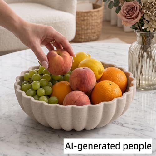 Large Decorative Fruit Bowl, Snack Candy Bowl, Flower Beige - Image 7