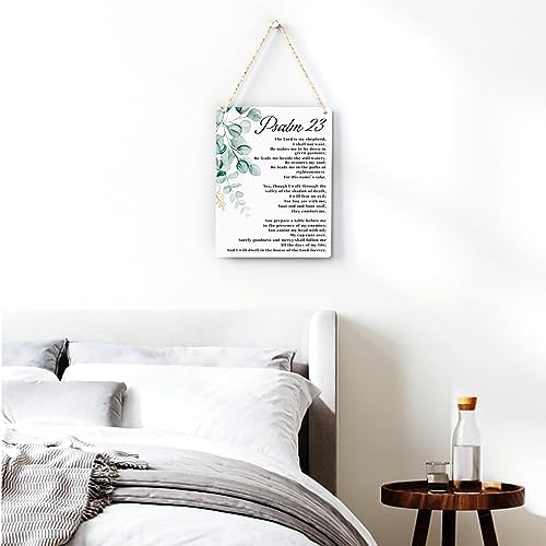 BELLOWDEER Bible Verse Psalm 23 Christian Gifts, Inspirational Wall Decor, Scripture Wall Art Wooden Hanging Sign for Modern Home Office Bathroom Bedroom Wall Art Decor 8x10 Inches - Image 3