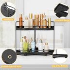 2-Tier Corner Bathroom Counter Organizer for Storage, Black - Image 3