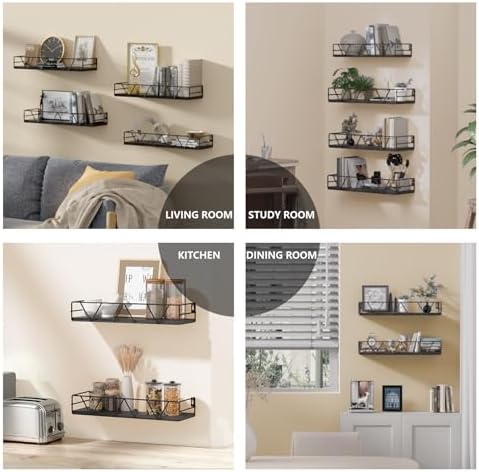 Floating Shelves Set of 4, Wood Wall Shelf, Farmhouse Shelf for Bedroom - Image 6