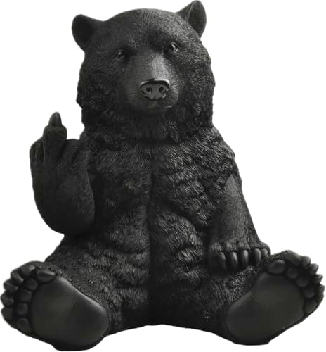 12" Hilarious Papa Bear Middle Finger Statue – Outdoor Decor by JFSM+INC.