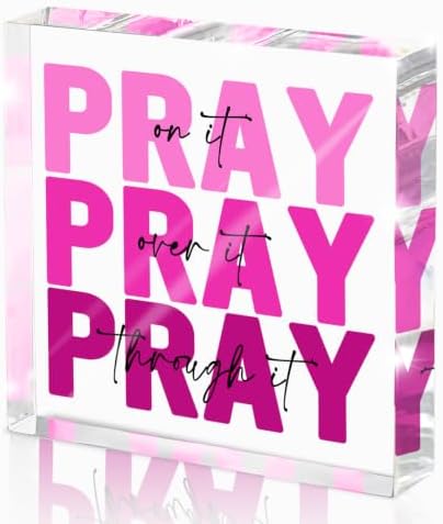 Pink Acrylic Sign 4x4, Desk Accessories for Women, Christian Room Decor by MUZRUYOU
