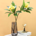 XIYUAN 35.5 Inch Artificial Frangipani Flower 2 Pack Lifelike Real Touch Artificial Plumeria Flowers,for Home Vase Garden Decoration Party Wedding Bouquet (Yellow) - Image 5