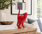 7 Inch Red Proud Cat Statue - Image 2