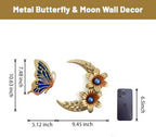 LIFFY Gold Wall Decor,3D Multi-layer Metal Flower Wall Decor, Metal Butterfly Wall Decor Glass Outdoor Wall Art Sculptures and Crescent Moon Floral Art for Kitchen Bedroom Living Room Garden Patio - Image 4