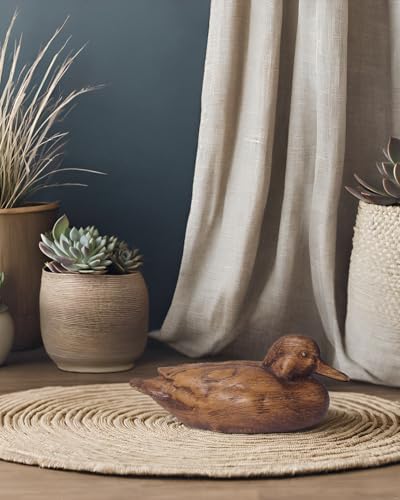 Hymmah Wooden Texture Duck Home Decor Statue Rustic Home Decorations for Living Room, Boho Sculpture Resin Animal Collectible Figurines for Indoor Decor - Image 3