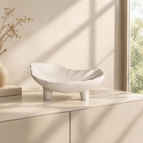 Braxio Decorative Bowl Organic Home Decor - Resin Key Tray for Entryway Table Modern Fruit Bowl for Kitchen Counter Centerpiece Catch All Bowls 10.5 x 9.3 x 4.7 Inch - Image 7
