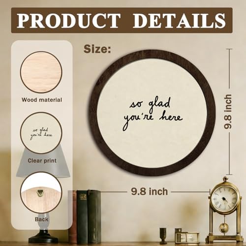 CFFJLHN Rustic Farmhouse Wall Art Decor, Oh It's So Good to Be Home Motivational Neutral Minimalist Round Wood Hanging Wall Decor for Home Bedroom Living Room, 10x10 Inch - Image 7