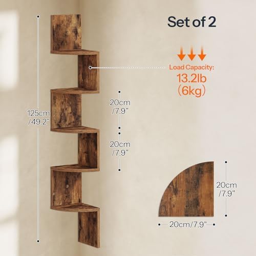 HOOBRO Corner Shelf Wall-Mounted, Set of 2 Floating Corner Shelves for Wall - Image 2